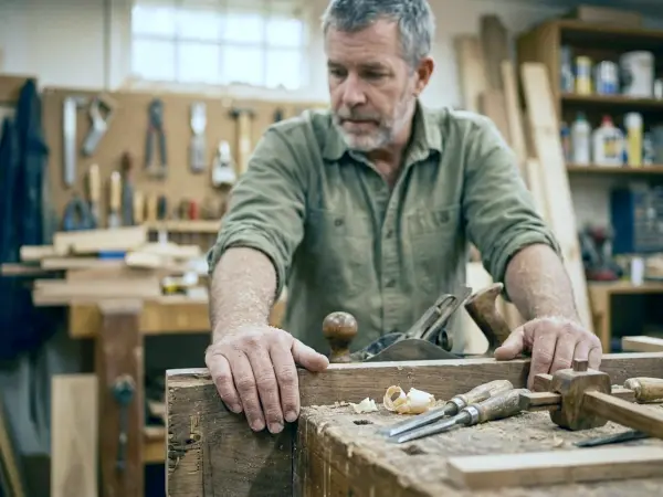 A woodworker in a workshop